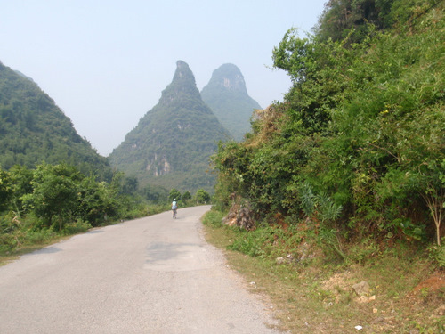 Terry and Dennis Struck on a back road in China.
